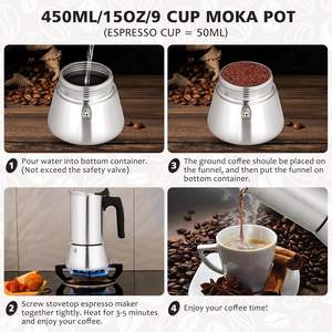 Cafetera <span class=keywords><strong>Moka</strong></span> Clásica Italiana de Acero Inoxidable para Estufa, 6 Tazas, Compatible con Inducción, para Camping y Uso Doméstico - Product Image 4