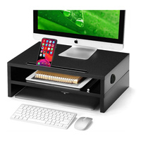 Support d'écran de bureau en bois moderne OEM avec fente pour téléphone portable, rehausseur d'écran PC multifonctionnel, rangement pour ordinateur portable