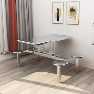 Set di sedie da tavolo da pranzo in acciaio inox da 4 persone <span class=keywords><strong>Design</strong></span> <span class=keywords><strong>moderno</strong></span> per la mensa scolastica e il ristorante per la fornitura diretta della fabbrica per 6 persone - Product Image 2