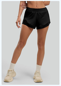 Shorts Deportivos 2 en 1 para Mujer, Cintura Elástica, Dobladillo Dividido, Transpirables, Secado Rápido, Forro Interior, para Entrenamiento Deportivo, OEM ODM, Venta al Por Mayor - Product Image 3