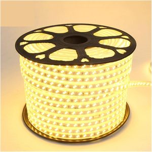 ไฟ LED แถบแสงแรงดันสูง 220V สีวอร์มไวท์ แบบสองแถวเอียง สามแถว พร้อมไดรเวอร์กันน้ำในตัว ไม่ต้องใช้ไดรเวอร์ภายนอก สำหรับบ้านและสวน - Product Image 6