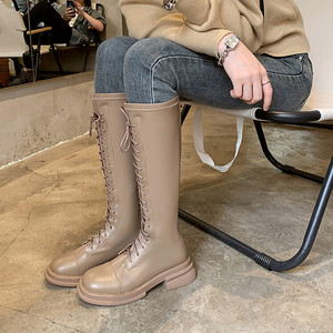 Cialisa sonbahar kış diz yüksek çizmeler düz <span class=keywords><strong>Strappy</strong></span> platformu tıknaz topuklar kalın tabanlı kadın çizmeler kadın ayakkabıları 2022 - Product Image 4
