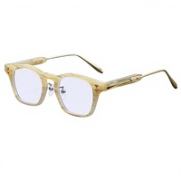 Monture de lunettes rétro en acétate effet bois, branches en métal mélangé, pour hommes et femmes, anti-lumière bleue, pour verres correcteurs