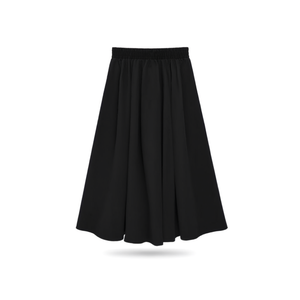 Jupe en popeline avec taille élastiquée, jupe mi-longue pour femme, coupe évasée - Product Image 2