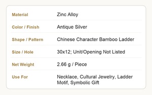 ตัวเชื่อมต่อบันไดไม้ไผ่ฉลุกับ <span class=keywords><strong>Hanzi</strong></span> และเหรียญโลหะผสมสังกะสีเงินโบราณสำหรับเครื่องประดับจีน - Product Image 3
