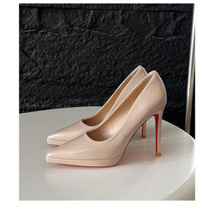 Escarpins à plateforme en cuir verni pour femme 2026, style français, semelle extérieure rouge, confortables et anti-fatigue, talons aiguilles - Product Image 5
