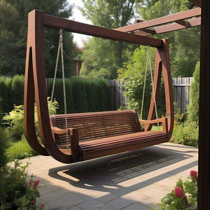 Balançoire de patio portable en teck massif, artisanale, imperméable, contemporaine, sur mesure, 2 places, mobilier d'extérieur de luxe, style ferme - Product Image 5