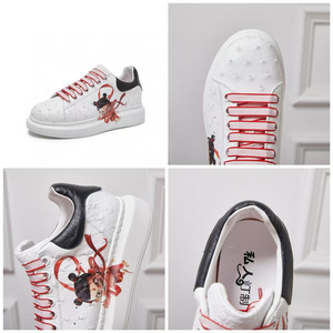 Zapatos Makun de cuero de avestruz de Sudáfrica para hombre, zapatillas casuales, impresas en 3D, versión personalizada para parejas - Product Image 4