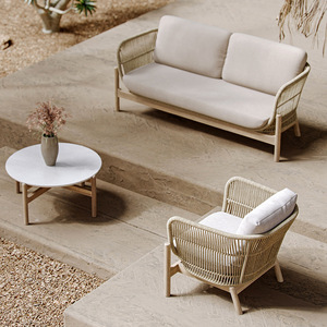 Nordic Outdoor Leisure Villa Courtyard Garden Hotel Homestay Creative Sofa Combinaison <span class=keywords><strong>Rotin</strong></span> Solid Wood Sofa - Product Image 1