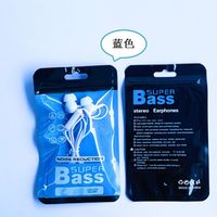 Kantong Kemasan Kabel Headphone BASS, Kantong Plastik Cetak Warna untuk Kabel Audio, Kantong Aksesoris Ponsel Segel Otomatis 9*16cm