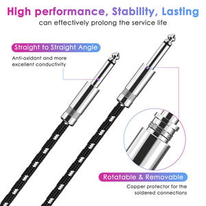 Cable de guitarra TRS 6,35 de 1/4 pulgadas, conector macho de 6,35mm, línea de Audio estéreo equilibrada - Product Image 2