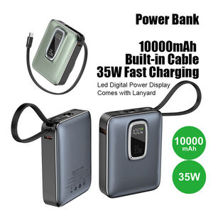 แบตเตอรี่พกพาแบบกำหนดเองได้ ความจุ 10000mAh ชาร์จเร็ว 35W พร้อมสายในตัวและหน้าจอ LED แสดงผลแบบดิจิตอลสำหรับโทรศัพท์มือถือ - Product Image 2