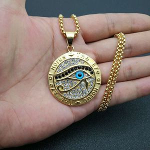 Yunnique – collier avec pendentif œil d'Horus, en acier inoxydable, plaqué or, strass, bijoux cadeau unisexe - Product Image 4