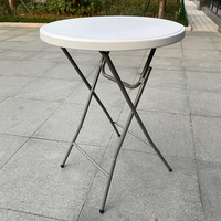 Table de bar pliante ronde en plastique blanc de haute qualité, portable, pour l'extérieur, pour les fêtes, bon marché, 32 pouces