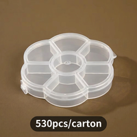 Boîte de rangement pour accessoires de nail art en PP transparent, 7 compartiments, en forme de fleur de prunier, pour organiser et présenter les faux ongles
