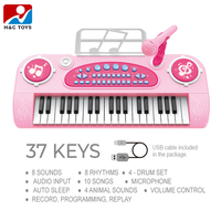 37 Key Educational Plastic Kids Electric Piano with Microphone and Drum Features Musical Instrument Keyboard Toy