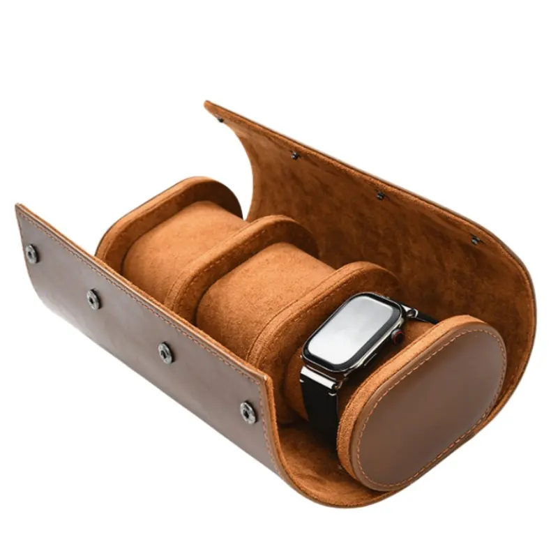 PU Leather Watch Roll Storage Display Portable Travel Leather Watch Box Case