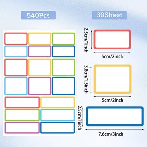 Étiquettes rectangulaires amovibles, 6 couleurs, 540 pièces, autocollants auto-adhésifs résistants à l'eau et à l'huile, pour conteneurs alimentaires, rangement en classe - Product Image 6