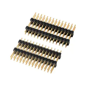 A fileira do dobro do encabeçamento do Pin do passo de 2.54mm escolhe/o ouro reto plástico do dobro Pa6t chapeou o conector do PWB