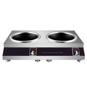 Table de cuisson à induction double concave en céramique 3500W, brûleur unique, cuisinière électrique commerciale pour wok, boîtier en acier inoxydable, commande tactile - Product Image 1