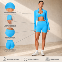 Ensemble de sport pour femmes personnalisé, soutien-gorge de sport, short de yoga, veste, ensemble de fitness 3 pièces, vêtements de sport tendance, extensible, respirant, ensemble de gym