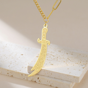 Myshape Imam Ali <span class=keywords><strong>Zulfiqar</strong></span> collana spada islamico musulmano calligrafia araba ciondolo in acciaio inox gioielli religiosi - Product Image 1