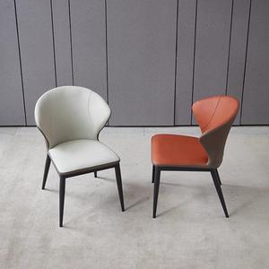 Chaise de salle <span class=keywords><strong>à</strong></span> manger en cuir et métal de style nordique, luxe léger, pour appartement, salle de bain, salle de sport, maison, restaurant, hôtel - Product Image 2