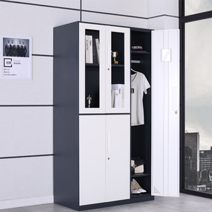 Armadio Archivio Moderno in Metallo Autoportante con 4 Ante in Vetro, Grande Capacità, <span class=keywords><strong>per</strong></span> <span class=keywords><strong>Ufficio</strong></span> e Camera da Letto - Product Image 2