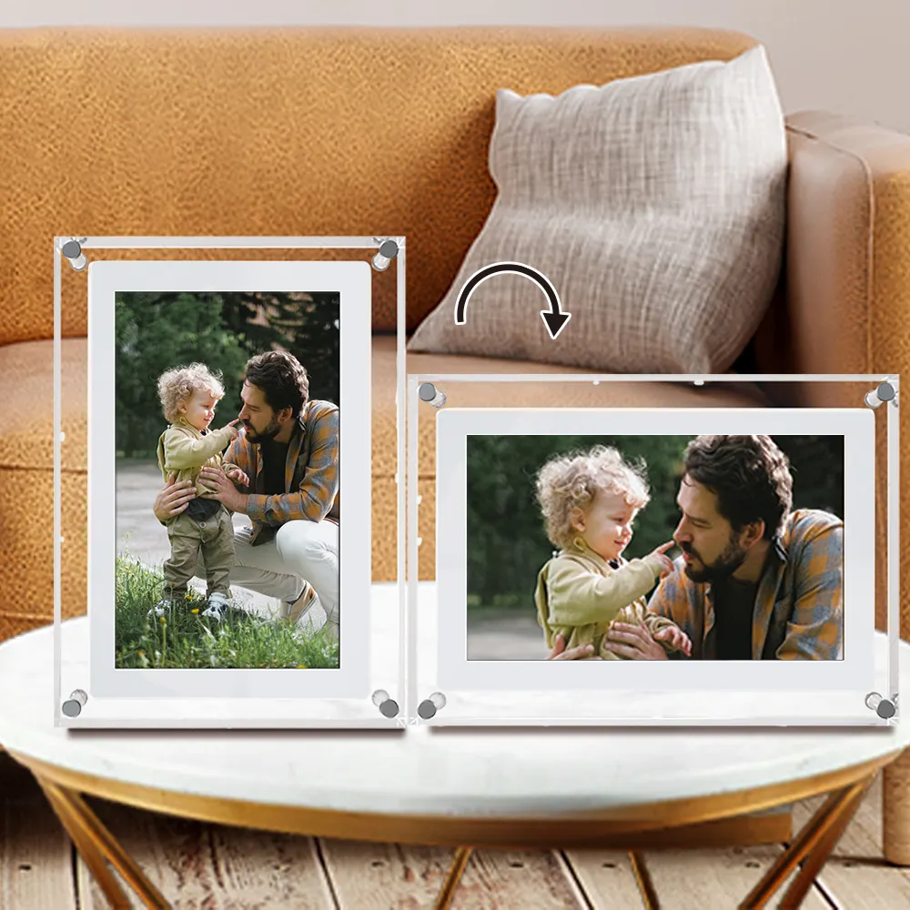 2024 Full Format Digital Photo Frame New Design Acrylic Glass Table Nft Photo Frame Digital Frame Photo And Video