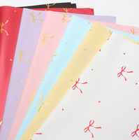 Papier d'emballage pour fleurs avec bordure de nœud papillon synchronisé, papier cadeau pour fleuriste, papier d'emballage pour bouquet