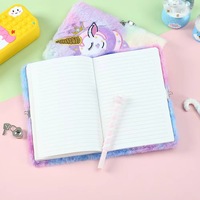 Skyward New A5 Children's Diary Lock Cartoon Unicorn Plush Cover Notebook Business Hardcover Journal School Little Girl Gift