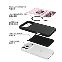 Coque de téléphone AG Feeling Black Edge avec motif porte-bonheur doré pour iPhone 17, 17 Pro Max, 16 Pro, 15 – Coque magnétique