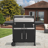 Grill à charbon de bois de cour haut de gamme de grande qualité de finition en fer enduit de poudre de verre Caractéristique pliante de table d'appoint pour les fêtes en plein air
