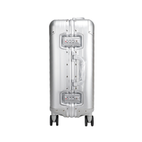 Valise trolley argentée, durable, de qualité supérieure, spacieuse, en aluminium, avec crochet latéral, verrouillage sécurisé, roues pivotantes à 360°, portable