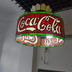 Abat-jour cylindrique Tiffany artisanal en verre teinté rouge de 16 pouces, style européen, lampe suspendue à économie d'énergie, ampoule E27, salle à manger - Product Image 3