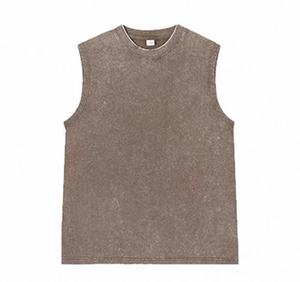 OEM ملابس الشارع المخصصة للرجال سترة فارغة عالية الجودة تنفس خمر غسلها القطن تانك قمم العضلات XL للصالة الرياضية عادي - Product Image 1