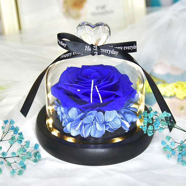 S coeur de pêche fleur unique + bleu royal