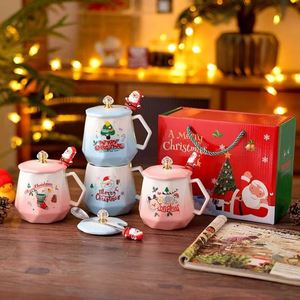 Creative Cartoon Santa Claus Ceramic Mug Lid Spoon-Portable Tea/Coffee <b>Cup</b> Personalized Christmas Gift Father's Day Graduation - Product Image 4