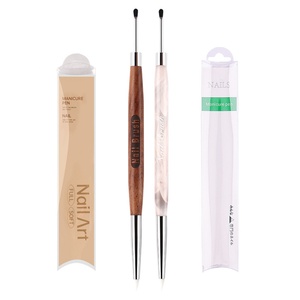 Stylo de gaufrage professionnel en silicone à double tête, avec petite poignée en bois, vente en gros d'usine, logo personnalisé, produits pour ongles, best-seller - Product Image 1