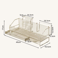 Égouttoir à vaisselle simple couche en acier inoxydable pour cuisine, support de séchage et rangement pour vaisselle