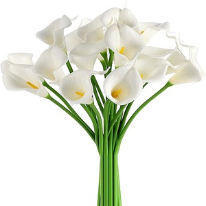Lirios de Cala Blancos de PU de Primera Calidad, 34 cm, Tallo Único, Flores Artificiales para Decoración de Centros de Mesa en Fiestas y Ceremonias, Lirio de Cala con Tacto <span class=keywords><strong>Real</strong></span> - Product Image 1