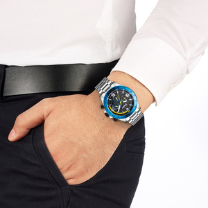 Montre chronographe sport pour homme avec logo personnalisé, cadran gaufré double couche, mouvement Seiko VD55, bracelet en cuir, montres de business - Product Image 6