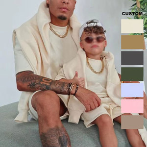 Ensemble T-shirt et short à épaules tombantes personnalisé avec logo Papa et moi, 100% coton, tenue assortie pour la <span class=keywords><strong>famille</strong></span>, tenue d'été - Product Image 1