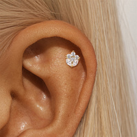 CANNER-Boucle d'oreille en argent sterling 925 à fond épais percé de fleurs en zircon