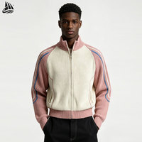 Cárdigan de punto para hombre, personalizado, de algodón grueso, oversize, de corte cuadrado, manga larga, con cremallera frontal y logo, para otoño, OEM