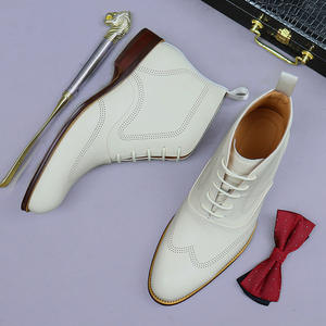 Botas Chelsea Blancas para Hombre ASTON M.JAZZ 96157 de Alta Calidad, Cuero Genuino, Cierre de Cordones, Diseño de Parches, Punta Puntiaguda, Transpirables - Product Image 2