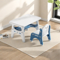 Ensemble table et chaise ergonomiques pour enfants Tenghang, bureau d'apprentissage en plastique avec rangement double couche et support en forme de A pour la maison et la maternelle