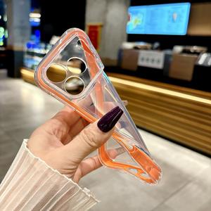 Coque rainurée en TPU 2.0 épaissie pour iPhone 17 Pro, transparente, protection intégrale deux-en-un avec bords colorés pour 12/13/16 - Product Image 2