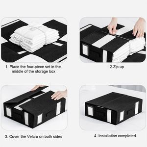 Boîtes de rangement pliables personnalisées en tissu non tissé avec fermeture éclair pour draps, housses de couette et taies d'oreiller - Product Image 5