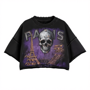 사용자 정의 레트로 산성 세척 라인 석 스트리트 스타일 T-Shirt100 % 면 인쇄 남자의 T-셔츠 느슨한 Fitdrop 숄더 - Product Image 4